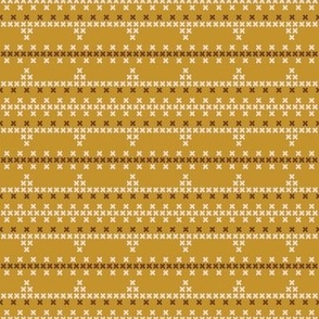 Cross stitch border pattern on mustard-small