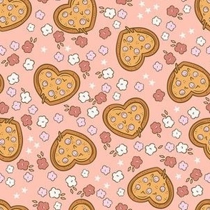 Pizza Hearts Pink Floral Valentines