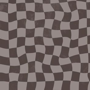 Dark Brown Warped Checkerboard