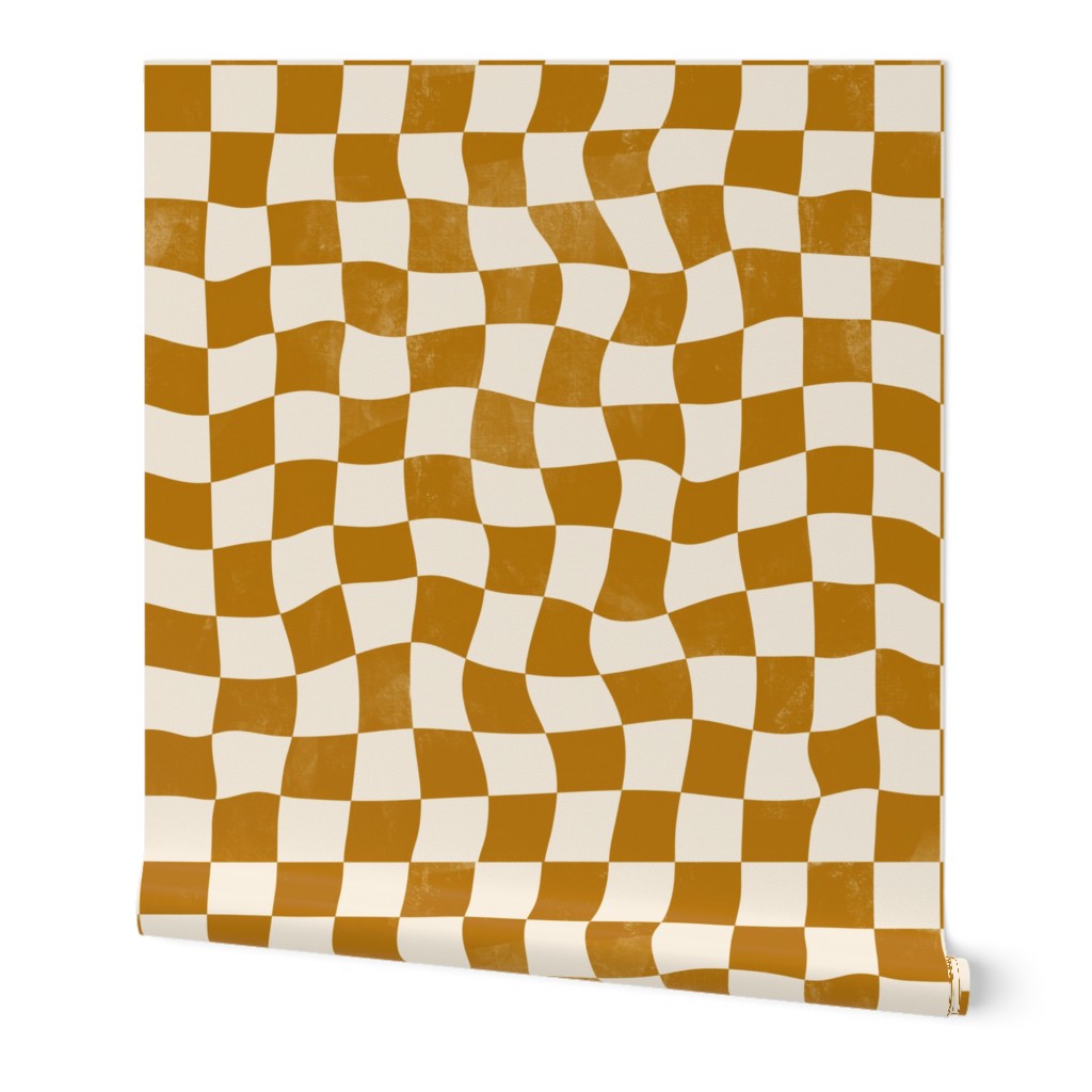 Gold Warped Checkerboard - Big