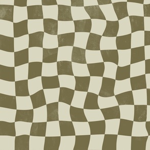 Olive Green Warped Checkerboard - Big