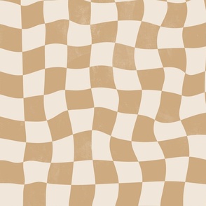 Tan Big Warped Checkerboard