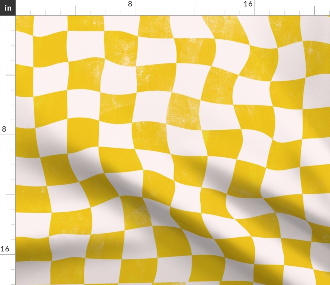 Yellow Warped Checkerboard