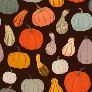 Fall Pumpkin & Squash - Dark Background