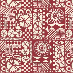 Astrid scandi block print in holiday red