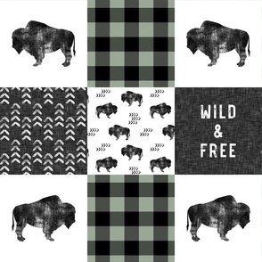 Buffalo Wholecloth - Wild and Free - Black, Grey, sage - plaid  - C21
