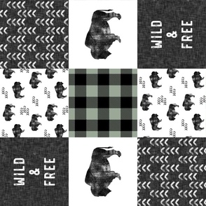 Buffalo Wholecloth - Wild and Free - Black, Grey, sage - plaid (90) - C21