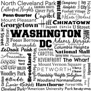 Washington DC neighborhoods, white/black (8-inch repeat)