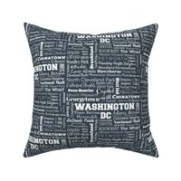 Washington DC neighborhoods, charcoal/white (8-inch repeat)