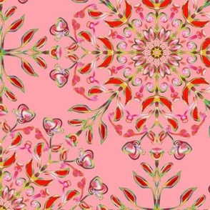 Bohemian Floral Kaleidoscope on Pink
