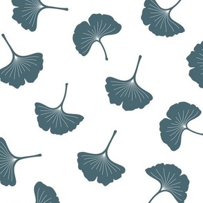 Bluish Green Gingko on Cream