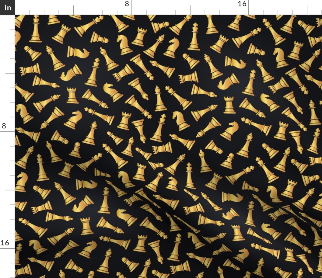 Chess, Chess Fabric, Chess Pattern, Gold and Black