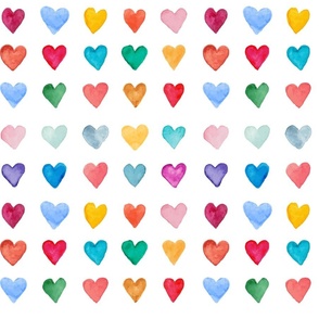 Happy Hearts (blue on white)