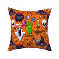 Halloween, Halloween Fabric, Witch Hat, Ghost, Pumpkin, Zombie,Skull and Cross Bones, Candy, Magic Potion