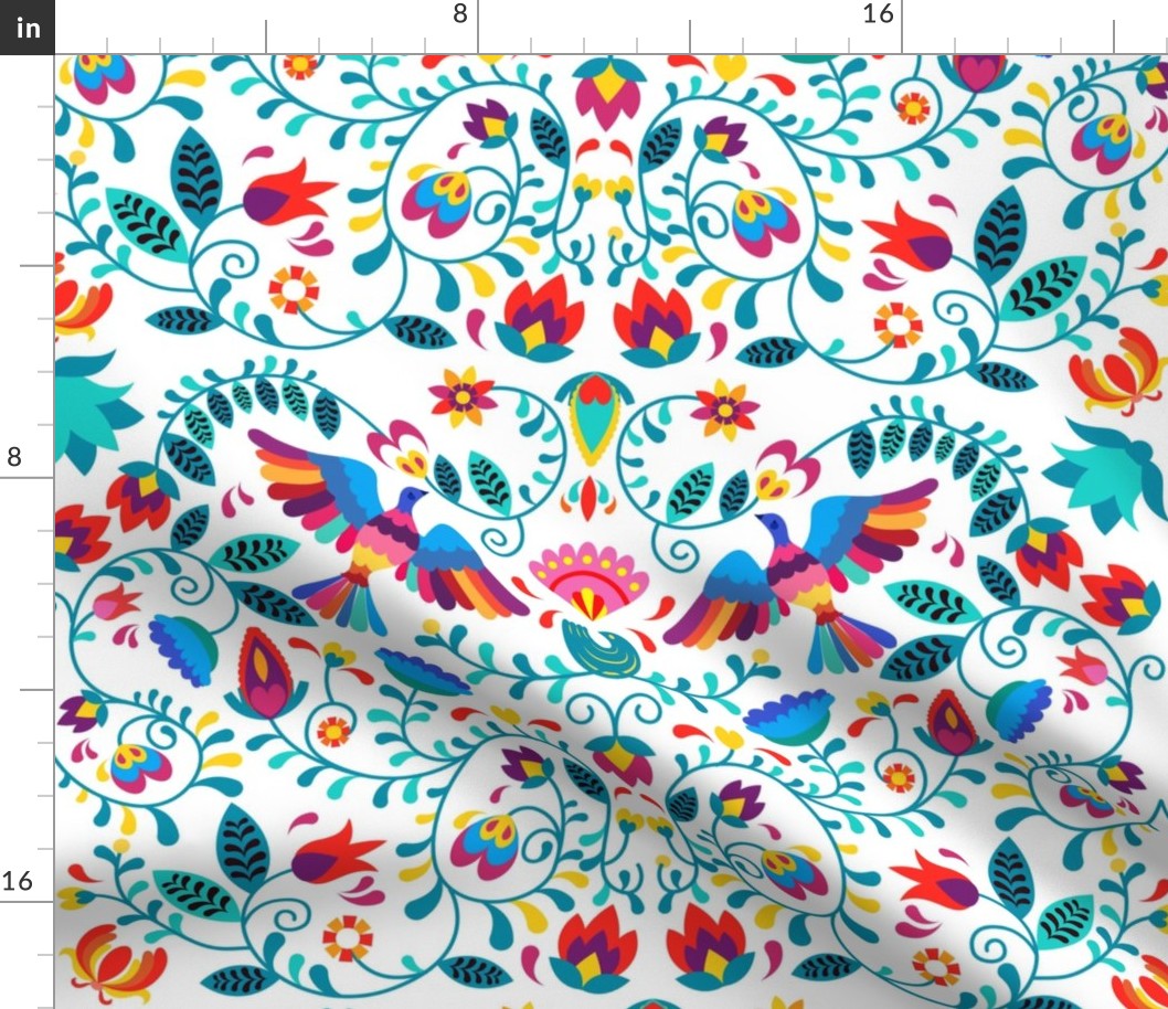 Mexican Floral, Folk Art, Traditional Mexican Pattern, Bird