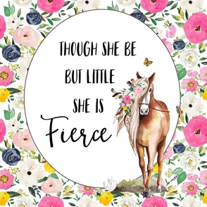 54"x72" Spring Boho Floral Horse Field of Roses Wildflower Quote