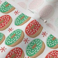tiny red and green christmas donuts