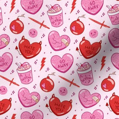 Anti Valentine Hearts and Treats Stucco Look Pink Texture Background