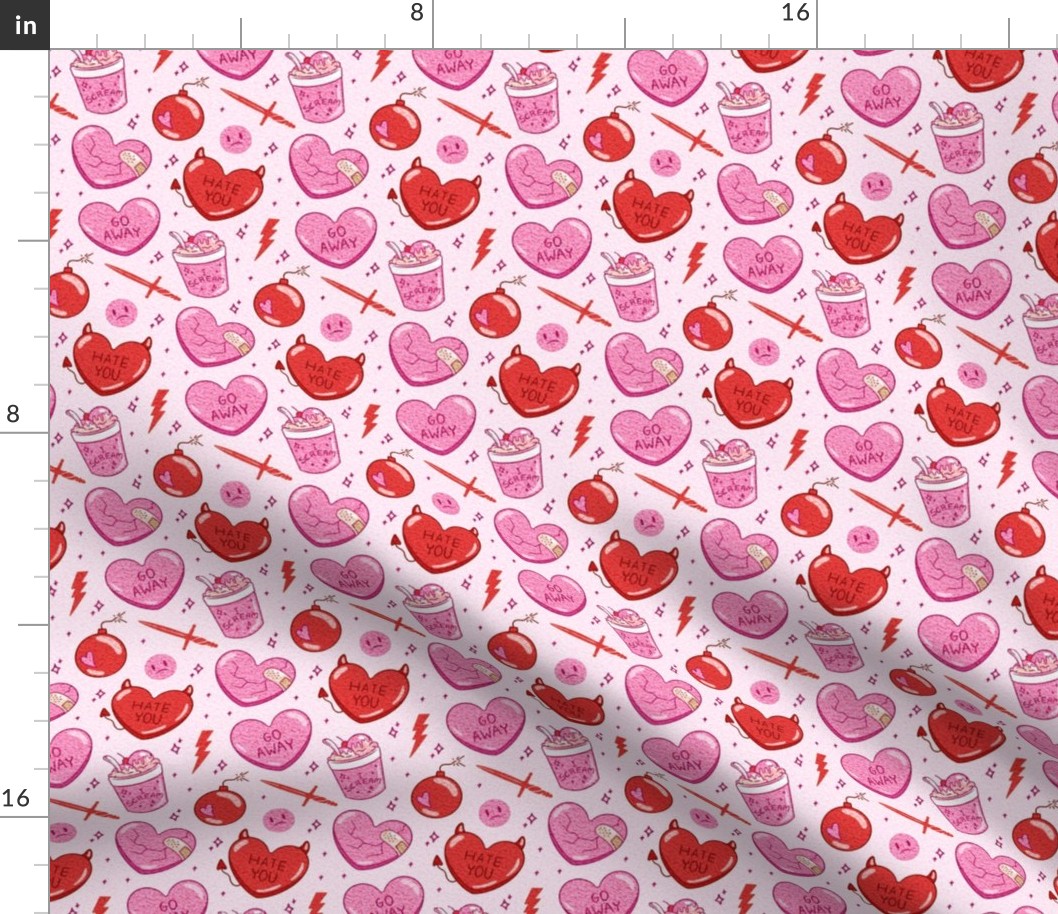 Anti Valentine Hearts and Treats Stucco Look Pink Texture Background