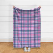 Flamingo Blue Plaid Large Scale