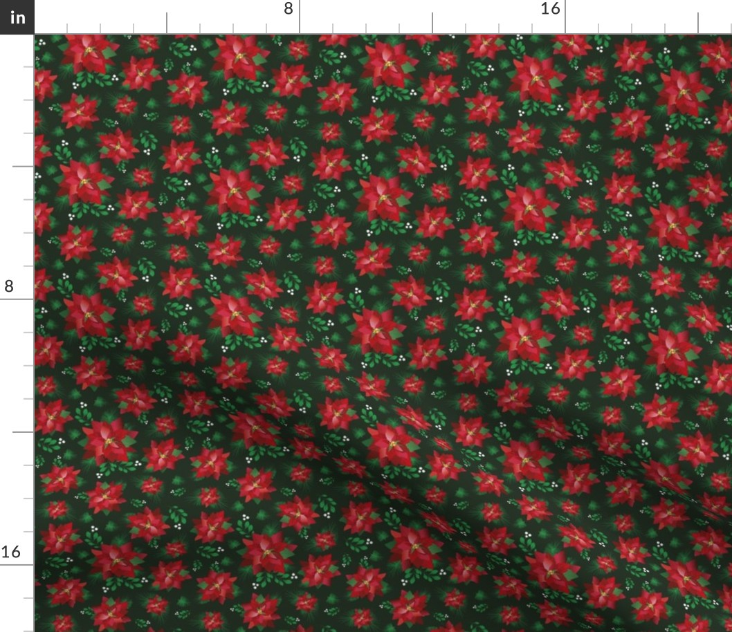Poinsettia lovers // Normal scale // Dark green background // Christmas plants // Poinsettia flower // Xmas decor // Pinetree
