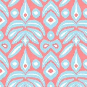 Custom Coral and Turquoise Ikat