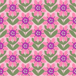 Retro Flowers-Pink