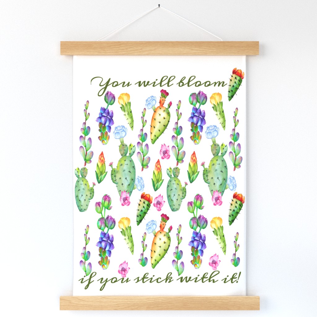 Stick With It Motivational Cactus Wall Hanging