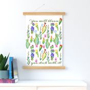 Stick With It Motivational Cactus Wall Hanging