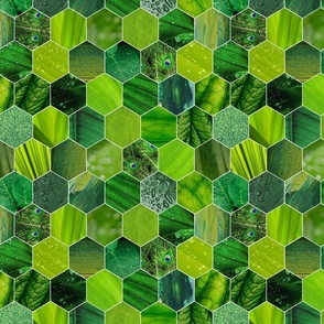 textured hexagons -  green - medium