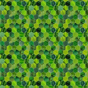 textured hexagons -  green - small