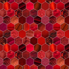 textured hexagons -  red - medium