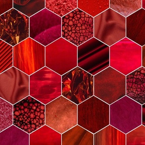 textured hexagons -  red