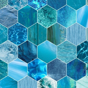 textured hexagons - blue