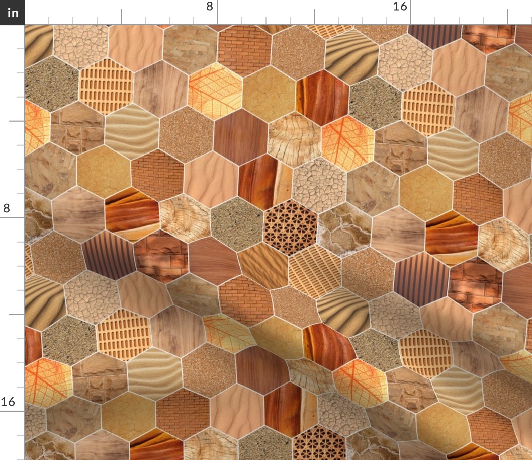 textured hexagons - light brown - medium