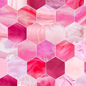 textured hexagons - pink