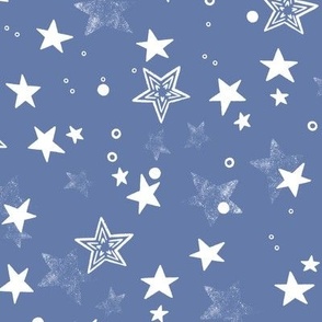 Celestial bodies, many white stars on a blue background