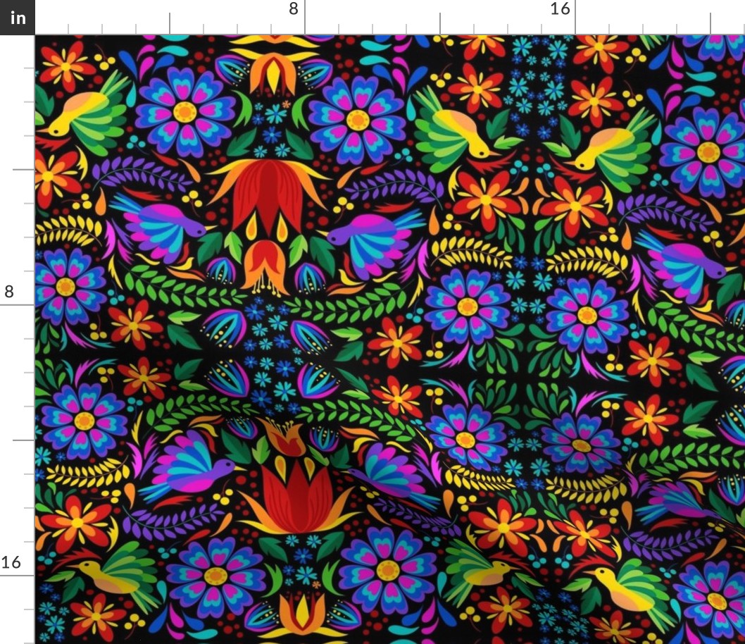 Mexican Floral, Folk Art, Traditional Fabric | Spoonflower