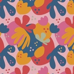 Flower Power // Normal Scale // Groovy Vibe // Shapes // 60s style // Beige Navy Pink Background 