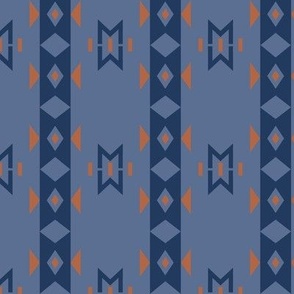 Ossineke Stripe: Blue & Rust Rustic Geometric, American Indian, Lodge, Southwest