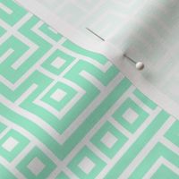 Geometric Grid Greek Boxes // White Overlay on Aqua