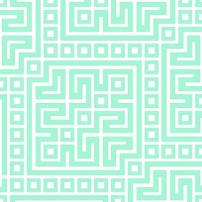Geometric Grid Greek Boxes // White Overlay on Aqua