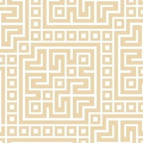 Geometric Grid Greek Boxes // White Overlay on Tan