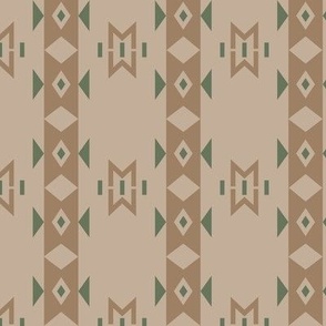 Ossineke Stripe: Brown & Sage Green Rustic Geometric, American Indian, Lodge, Southwest 