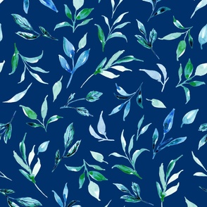 Botanical Blue Leaves Garden - Deep Sky Large Scale