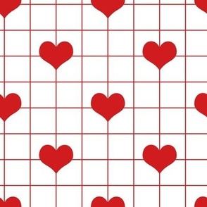 Lovecore Heart Grid in White + Red