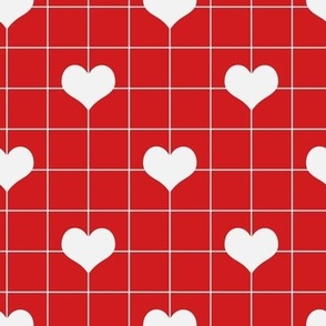 Lovecore Heart Grid in Red + White
