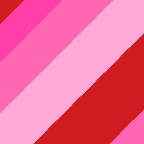 Queen of Hearts Stripe in Candy Pink+ Red - Diagonal