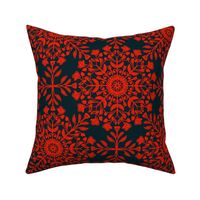 Bohemian Floral Kaleidoscope in Red and Black