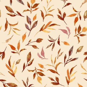 Botanical Autumn Leaves Garden - Light Orange Large Scale